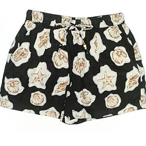 Black Beach Print Women's Shorts